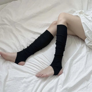 Fine Ribbed Pleated Foot Warmer Socks Long Leg Warmers