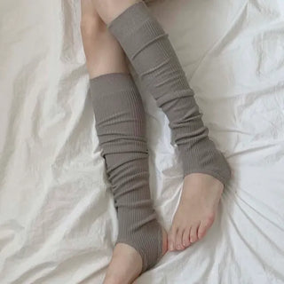 Fine Ribbed Pleated Foot Warmer Socks Long Leg Warmers