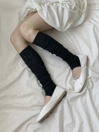 Fine Ribbed Pleated Foot Warmer Socks Long Leg Warmers
