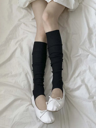 Fine Ribbed Pleated Foot Warmer Socks Long Leg Warmers