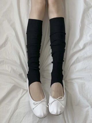 Fine Ribbed Pleated Foot Warmer Socks Long Leg Warmers