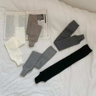 Fine Ribbed Pleated Foot Warmer Socks Long Leg Warmers