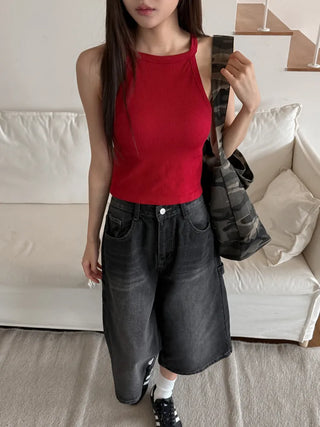 Sling Halterneck Ribbed Cupid Bralette Sleeveless
