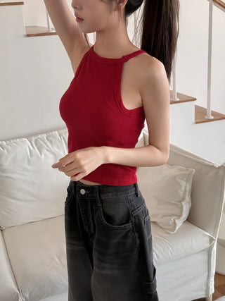Sling Halterneck Ribbed Cupid Bralette Sleeveless