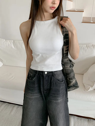 Sling Halterneck Ribbed Cupid Bralette Sleeveless
