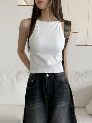 Sling Halterneck Ribbed Cupid Bralette Sleeveless