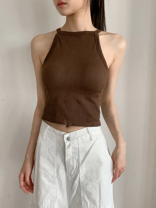 Sling Halterneck Ribbed Cupid Bralette Sleeveless
