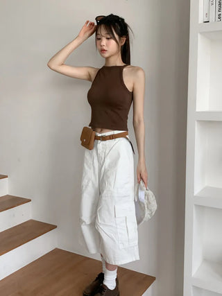 Sling Halterneck Ribbed Cupid Bralette Sleeveless