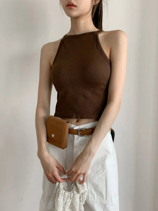 Sling Halterneck Ribbed Cupid Bralette Sleeveless