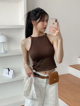 Sling Halterneck Ribbed Cupid Bralette Sleeveless