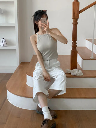 Sling Halterneck Ribbed Cupid Bralette Sleeveless