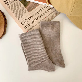 Sturdy Leggings Socks Plain Ribbed Ankle Socks Long Socks