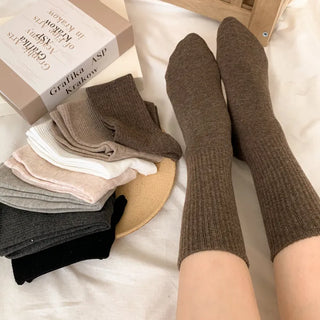 Sturdy Leggings Socks Plain Ribbed Ankle Socks Long Socks