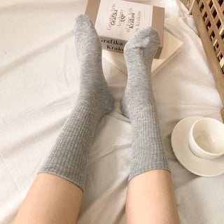 Sturdy Leggings Socks Plain Ribbed Ankle Socks Long Socks