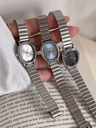 Metal Oval Silver Wristwatch