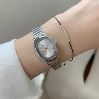 Metal Oval Silver Wristwatch