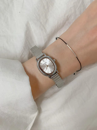 Metal Oval Silver Wristwatch