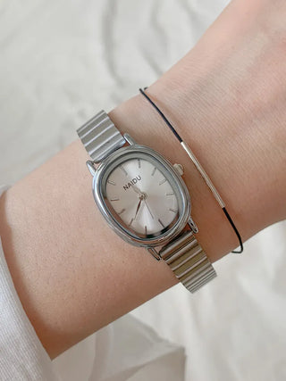 Metal Oval Silver Wristwatch