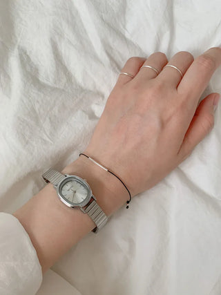 Metal Oval Silver Wristwatch