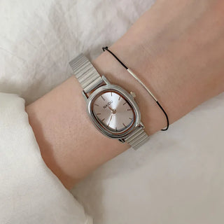 Metal Oval Silver Wristwatch
