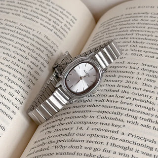 Metal Oval Silver Wristwatch
