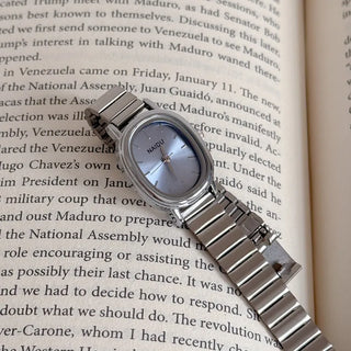 Metal Oval Silver Wristwatch