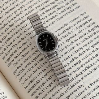Metal Oval Silver Wristwatch