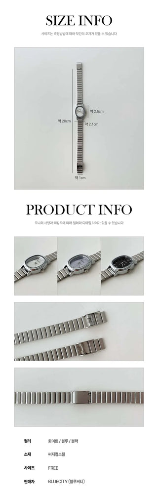 Metal Oval Silver Wristwatch