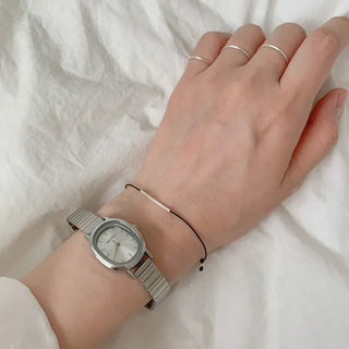 Metal Oval Silver Wristwatch