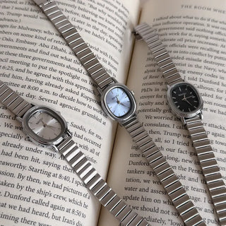 Metal Oval Silver Wristwatch
