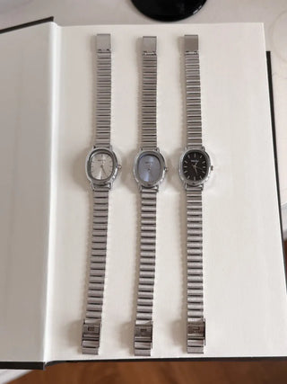 Metal Oval Silver Wristwatch