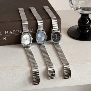 Metal Oval Silver Wristwatch