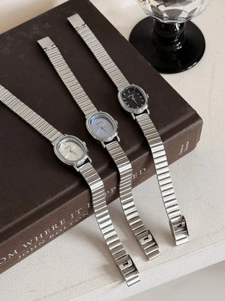 Metal Oval Silver Wristwatch