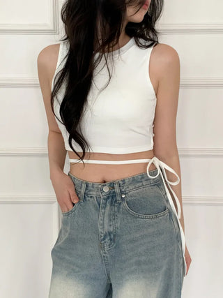 Drop String Bralette Crop Cap Sleeveless
