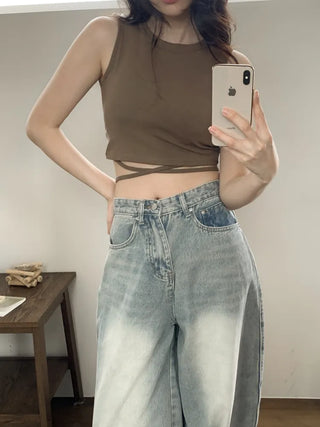 Drop String Bralette Crop Cap Sleeveless