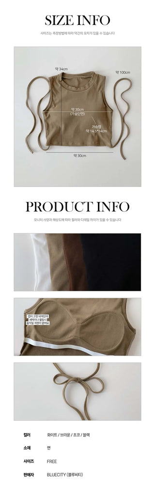 Drop String Bralette Crop Cap Sleeveless