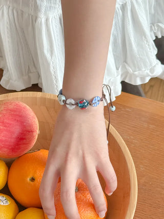 Starfish Ceramic Button Heart Knot Long Bracelet Necklace