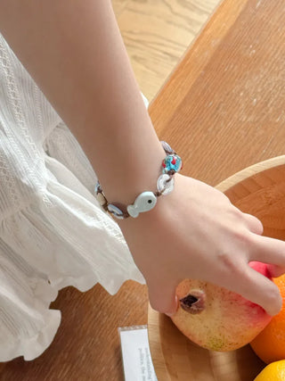 Starfish Ceramic Button Heart Knot Long Bracelet Necklace