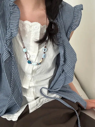 Starfish Ceramic Button Heart Knot Long Bracelet Necklace