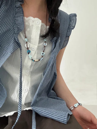 Starfish Ceramic Button Heart Knot Long Bracelet Necklace