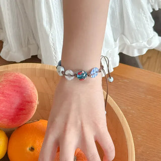 Starfish Ceramic Button Heart Knot Long Bracelet Necklace