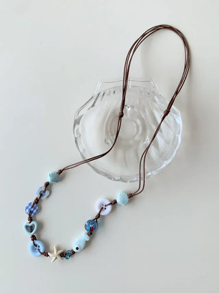 Starfish Ceramic Button Heart Knot Long Bracelet Necklace