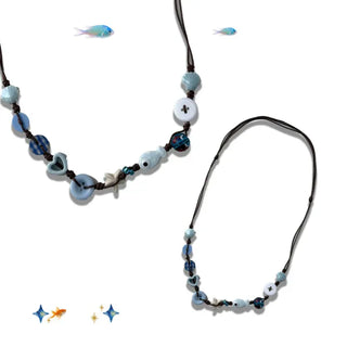 Starfish Ceramic Button Heart Knot Long Bracelet Necklace