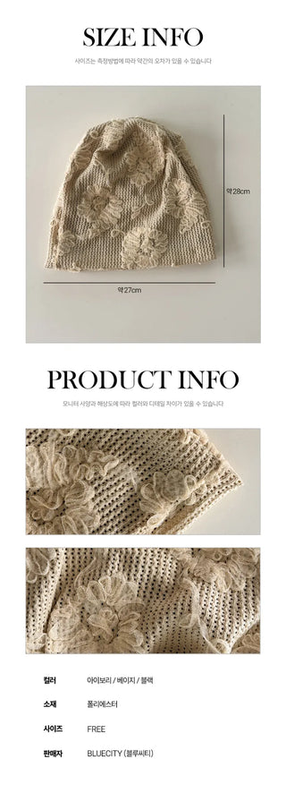 Net See-through Mesh Flower Lace Beanie Collection