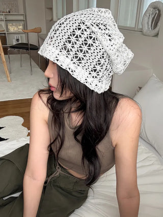Net See-through Mesh Flower Lace Beanie Collection