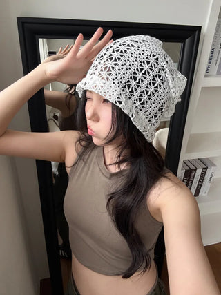 Net See-through Mesh Flower Lace Beanie Collection