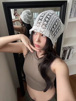 Net See-through Mesh Flower Lace Beanie Collection