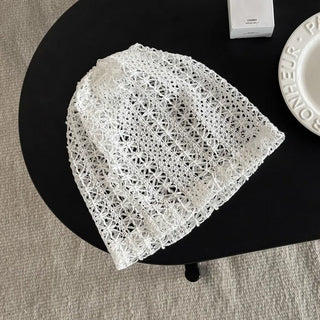 Net See-through Mesh Flower Lace Beanie Collection