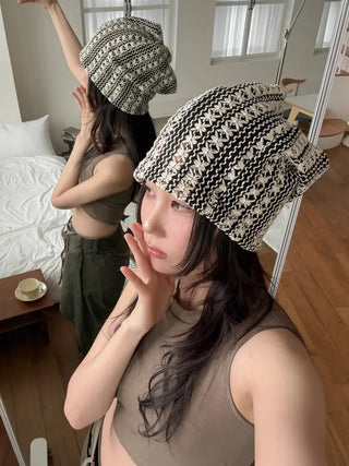 Net See-through Mesh Flower Lace Beanie Collection