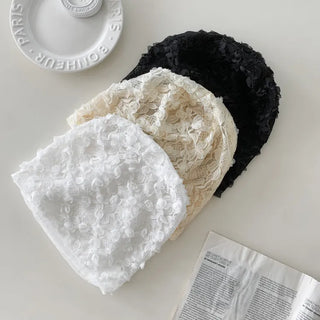 Net See-through Mesh Flower Lace Beanie Collection